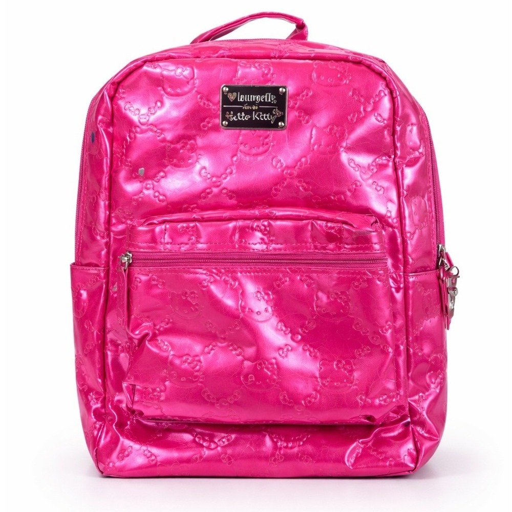 Hello Kitty Pink Patent Backpack Embossed Bow Large Loungefly Sanrio 2012